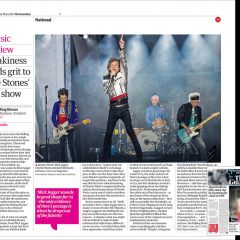 Image usage - The Guardian newspaper 24/5/2018 - The Rolling Stones live at the London Stadium, 22 May 2018
